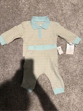 cloud island Mint and Cream Striped Knit One-Piece